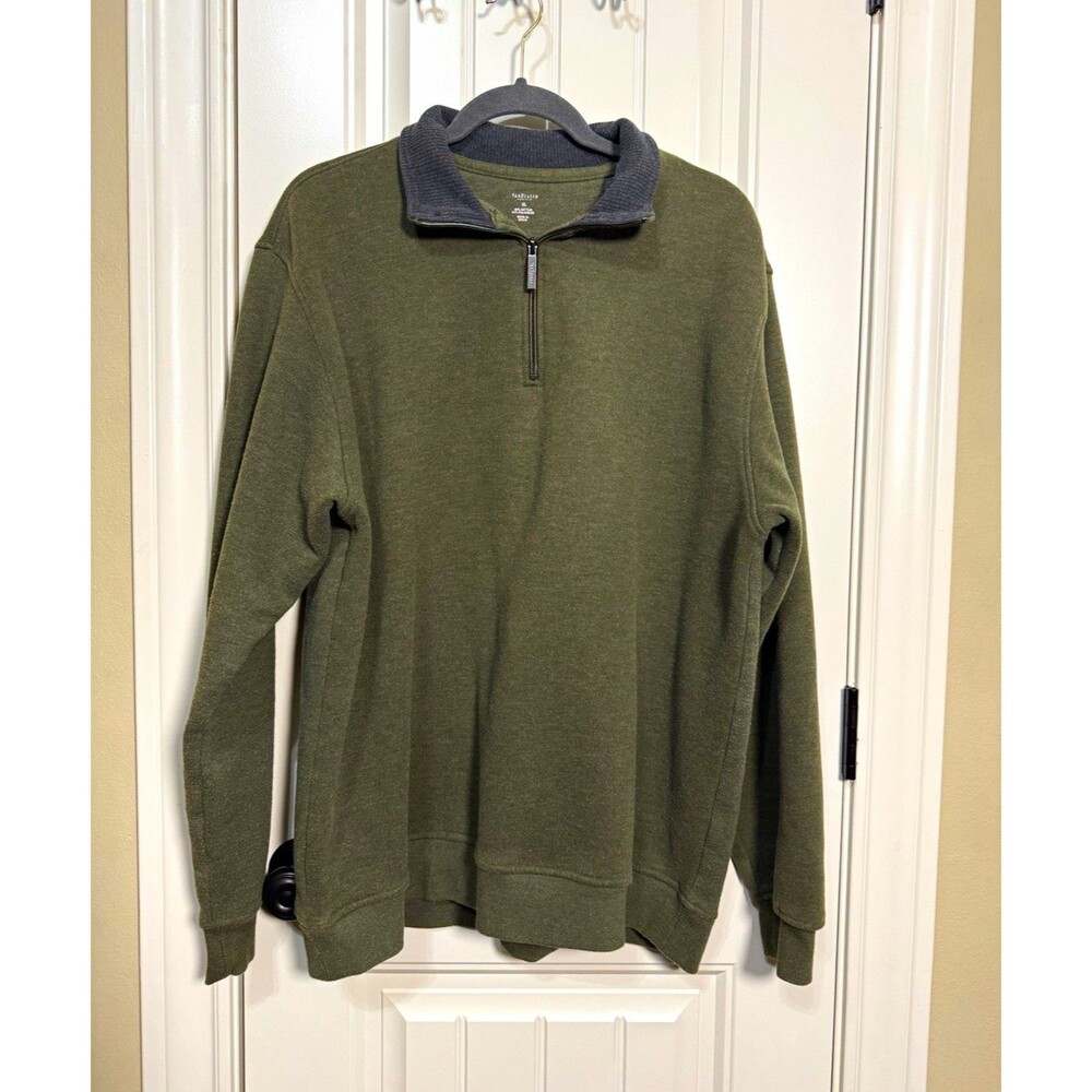Van Heusen Men's Quarter-Zip Fleece Pullover Sweatshirt Mock Neck Green XL